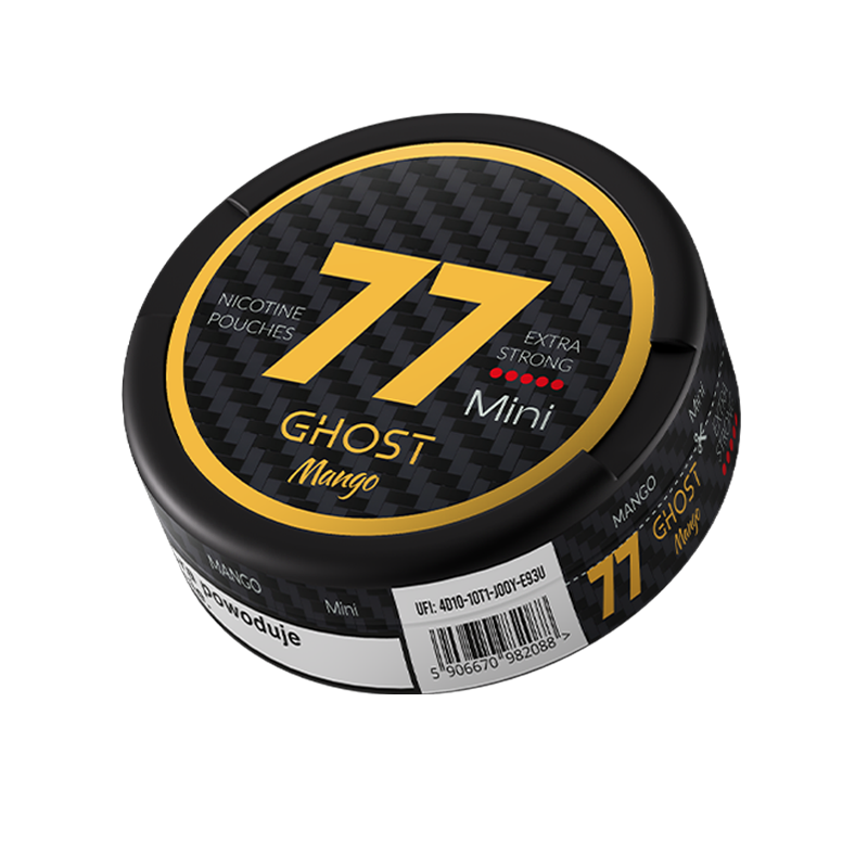 Saszetki Nikotynowe 77 Mini GHOST opak.24szt. - Mango 40 mg/g Saszetki Nikotynowe 77 Mini GHOST opak.24szt. - Mango 40 mg/g